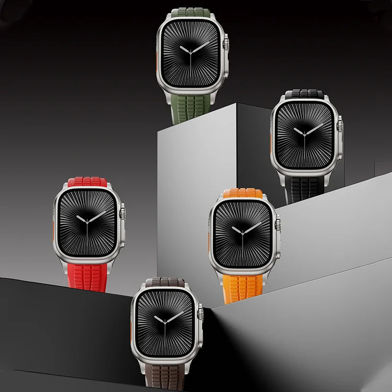 Silicone Sports Strap for Apple Watch Ultra 2/1 49mm Series 10 9 8 7 46mm 45mm 44mm Rubber Band for IWatch 6 5 4 3 42mm Bracelet
